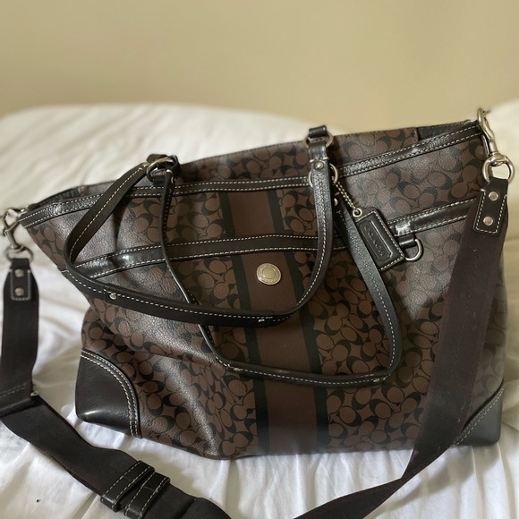 Coach Brown and Black Patterned Tote NWOT old money - Picture 2 of 3